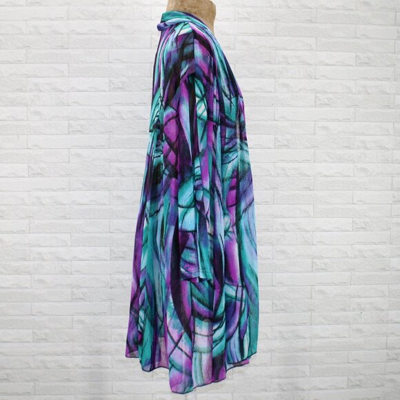 CREATION Jacket Abstract Colorful Mesh Lightweight Swim Cover Watercolor Green - Picture 3 of 12